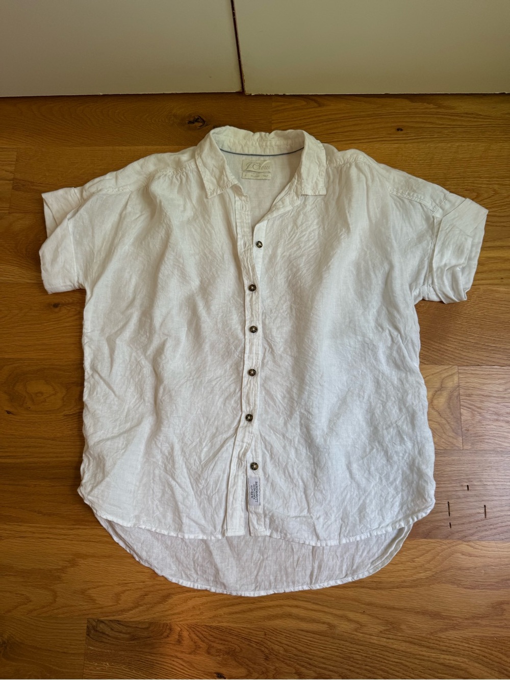JCrew Baird McNutt Linen Women’s White Short-Sleeve Linen Button-Up Shirt